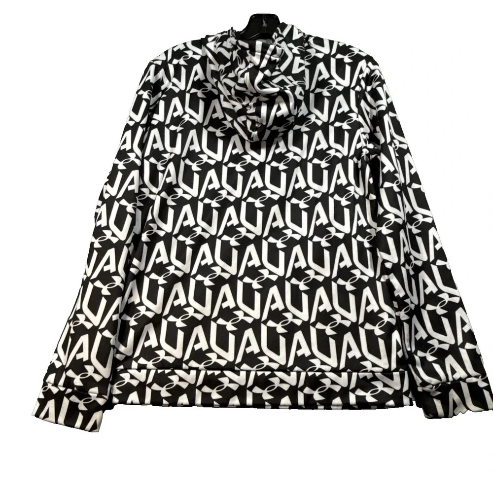 Under Armour Boys YXL XL Graphic Print Logo Black White Hoodie Pullover Shirt 18